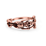 Skeleton Oxidized Band Solid 925 Sterling Silver Thumb Ring (9mm)