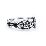 Skeleton Oxidized Band Solid 925 Sterling Silver Thumb Ring (9mm)