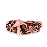 Mushroom Ring Oxidized Band Solid 925 Sterling Silver Thumb Ring (9.3mm)