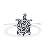 Turtle Ring Oxidized Band Solid 925 Sterling Silver Thumb Ring (12mm)