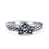 Daisies Plumeria Leaf Flower Ring Oxidized Band Solid 925 Sterling Silver Thumb Ring (6.5mm)