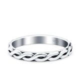 Braid Ring Oxidized Band Solid 925 Sterling Silver Thumb Ring (3mm)