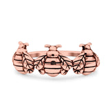 Bees Ring Oxidized Band Solid 925 Sterling Silver Thumb Ring (7.5mm)