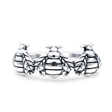 Bees Ring Oxidized Band Solid 925 Sterling Silver Thumb Ring (7.5mm)