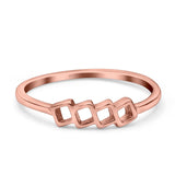 Four Square Eye Style Band Solid 925 Sterling Silver Thumb Ring (4mm)