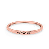 Paw Print & Wings Ring Oxidized Band Solid 925 Sterling Silver Thumb Ring (2.2mm)