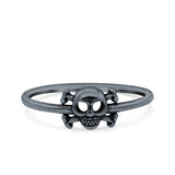 Skull & Crossbones Ring Oxidized Band Solid 925 Sterling Silver Thumb Ring (6.2mm)