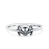 Skull & Crossbones Ring Oxidized Band Solid 925 Sterling Silver Thumb Ring (6.2mm)