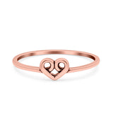 Heart Band Oxidized Ring Solid 925 Sterling Silver (5mm)