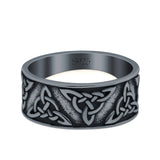 Petite Dainty Celtic Band Oxidized Ring Solid 925 Sterling Silver (7.8mm)