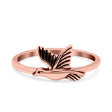 Bird Band Oxidized Ring Solid 925 Sterling Silver (8mm)
