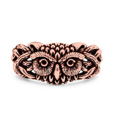Owl Ring Oxidized Band Solid 925 Sterling Silver Thumb Ring (10.5mm)