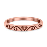 Heart Band Oxidized Ring Solid 925 Sterling Silver (3mm)