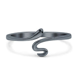 Snake Band Oxidized Ring Solid 925 Sterling Silver (9mm)