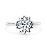 Mandala Ring Oxidized Band Solid 925 Sterling Silver Thumb Ring (10mm)