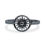 Sun Ring Oxidized Band Solid 925 Sterling Silver Thumb Ring (8mm)