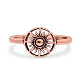 Sun Ring Oxidized Band Solid 925 Sterling Silver Thumb Ring (8mm)