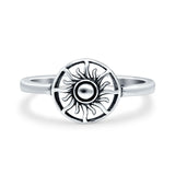 Sun Ring Oxidized Band Solid 925 Sterling Silver Thumb Ring (8mm)