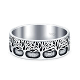 Trees Ring Oxidized Band Solid 925 Sterling Silver Thumb Ring (7mm)