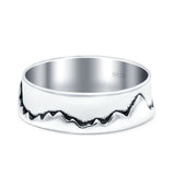 Mountains Ring Oxidized Band Solid 925 Sterling Silver Thumb Ring (6mm)