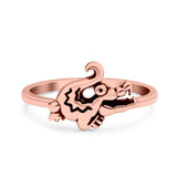 Alligator Ring Oxidized Band Solid 925 Sterling Silver Thumb Ring (10mm)