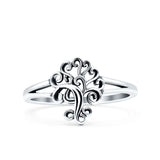 Tree Ring Oxidized Band Solid 925 Sterling Silver Thumb Ring (12mm)
