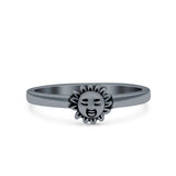 Sun Smiley Face Ring Oxidized Band Solid 925 Sterling Silver Thumb Ring (6mm)