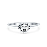 Sun Smiley Face Ring Oxidized Band Solid 925 Sterling Silver Thumb Ring (6mm)