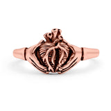 Human Heart Ring Oxidized Band Solid 925 Sterling Silver Thumb Ring (10mm)