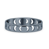 Iconic Celestial Moon Phases Cut Out And Lunar Cycle Stylish Oxidized Band Thumb Ring (3.9mm)