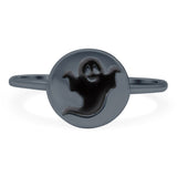 Ghost Ring Oxidized Band Solid 925 Sterling Silver Thumb Ring (10mm)