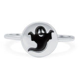 Ghost Ring Oxidized Band Solid 925 Sterling Silver Thumb Ring (10mm)