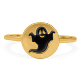 Ghost Ring Oxidized Band Solid 925 Sterling Silver Thumb Ring (10mm)