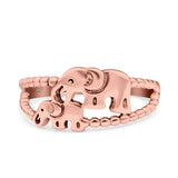 Mama and Baby Elephant Oxidized Solid 925 Sterling Silver (9mm)