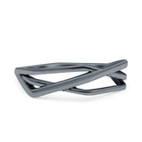 Geometric Ring Oxidized Band Solid 925 Sterling Silver Thumb Ring (5.4mm)