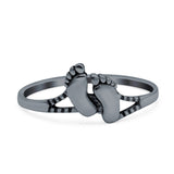 Feet Ring Oxidized Band Solid 925 Sterling Silver Thumb Ring (8mm)