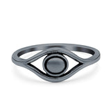 Eye Ring Oxidized Band Solid 925 Sterling Silver Thumb Ring (7mm)