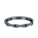 Bamboo Ring Oxidized Band Solid 925 Sterling Silver Thumb Ring (2.5mm)