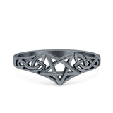 Celtic Star Ring Oxidized Band Solid 925 Sterling Silver Thumb Ring (7mm)