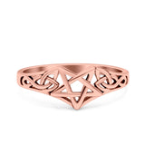 Celtic Star Ring Oxidized Band Solid 925 Sterling Silver Thumb Ring (7mm)