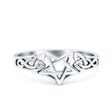 Celtic Star Ring Oxidized Band Solid 925 Sterling Silver Thumb Ring (7mm)