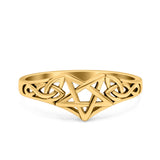 Celtic Star Ring Oxidized Band Solid 925 Sterling Silver Thumb Ring (7mm)