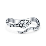 Serpent Snake Ring Oxidized Band Solid 925 Sterling Silver Thumb Ring (7mm)