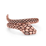 Snake Ring Oxidized Band Solid 925 Sterling Silver Thumb Ring (12mm)