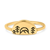 Nature Ring Oxidized Band Solid 925 Sterling Silver Thumb Ring (7mm)