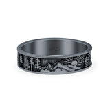 Nature Ring Oxidized Band Solid 925 Sterling Silver Thumb Ring (5mm)