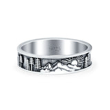 Nature Ring Oxidized Band Solid 925 Sterling Silver Thumb Ring (5mm)