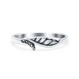 Wing Ring Oxidized Band Solid 925 Sterling Silver Thumb Ring (5mm)
