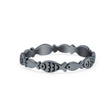 Fish Ring Oxidized Band Solid 925 Sterling Silver Thumb Ring (3mm)