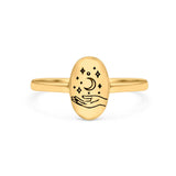 Celestial Hand Ring Oxidized Band Solid 925 Sterling Silver Thumb Ring (9.5mm)